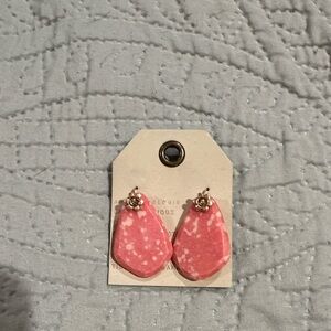 Anthropologie Pink and Gold Teardrop Earrings